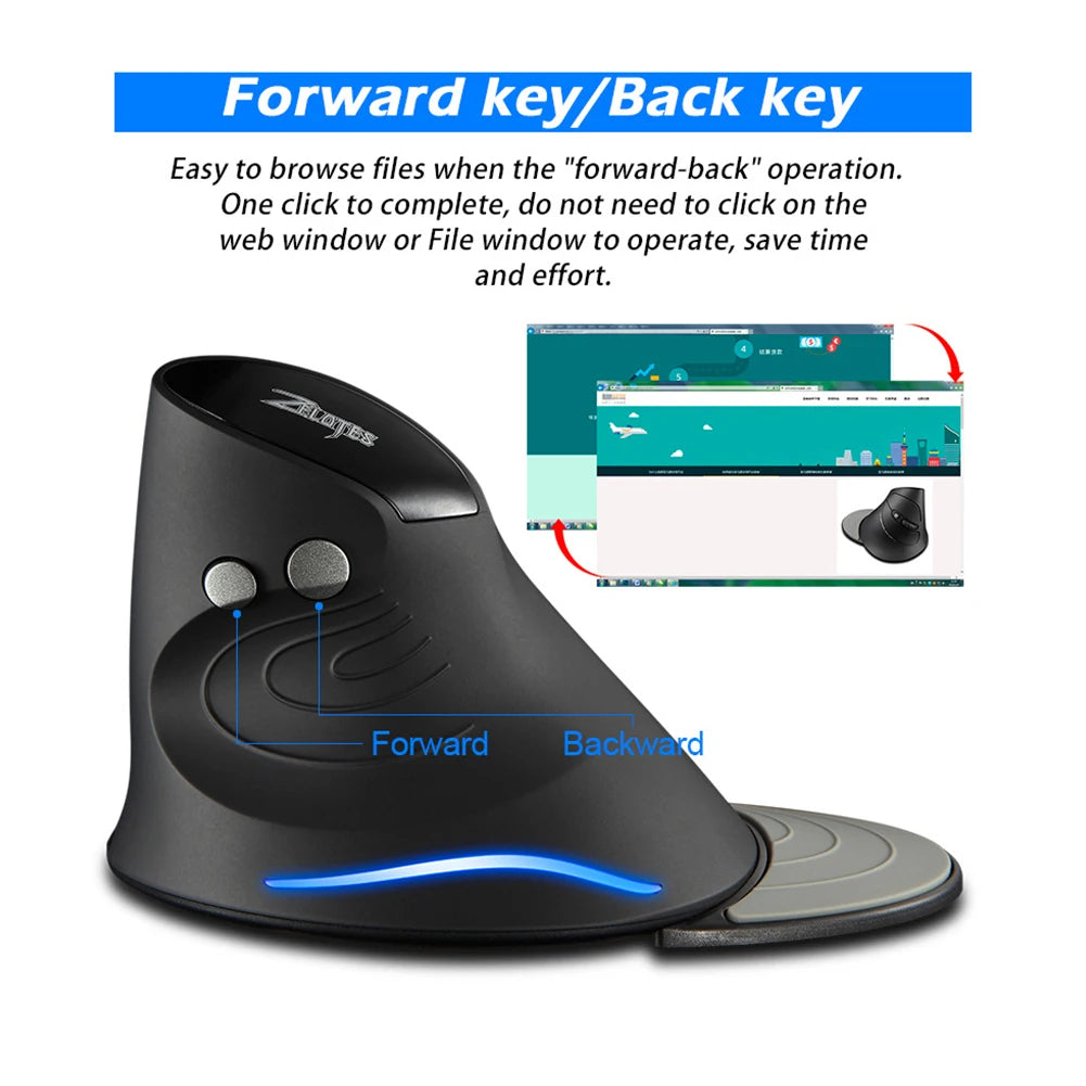 Ergonomic S 2.4G Gaming Mouse Upright Optical Mice Wireless Game LED Mice 2400 DPI for PC Computer Home Office