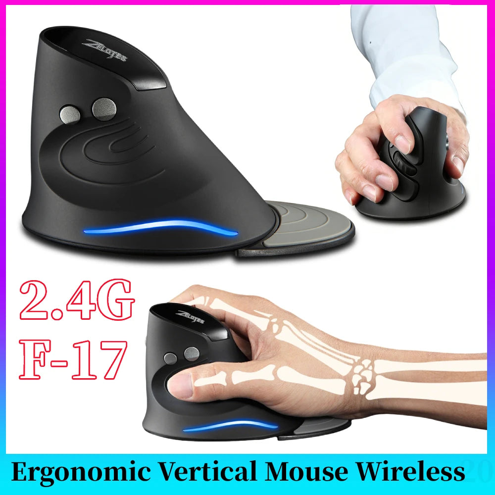 Ergonomic S 2.4G Gaming Mouse Upright Optical Mice Wireless Game LED Mice 2400 DPI for PC Computer Home Office