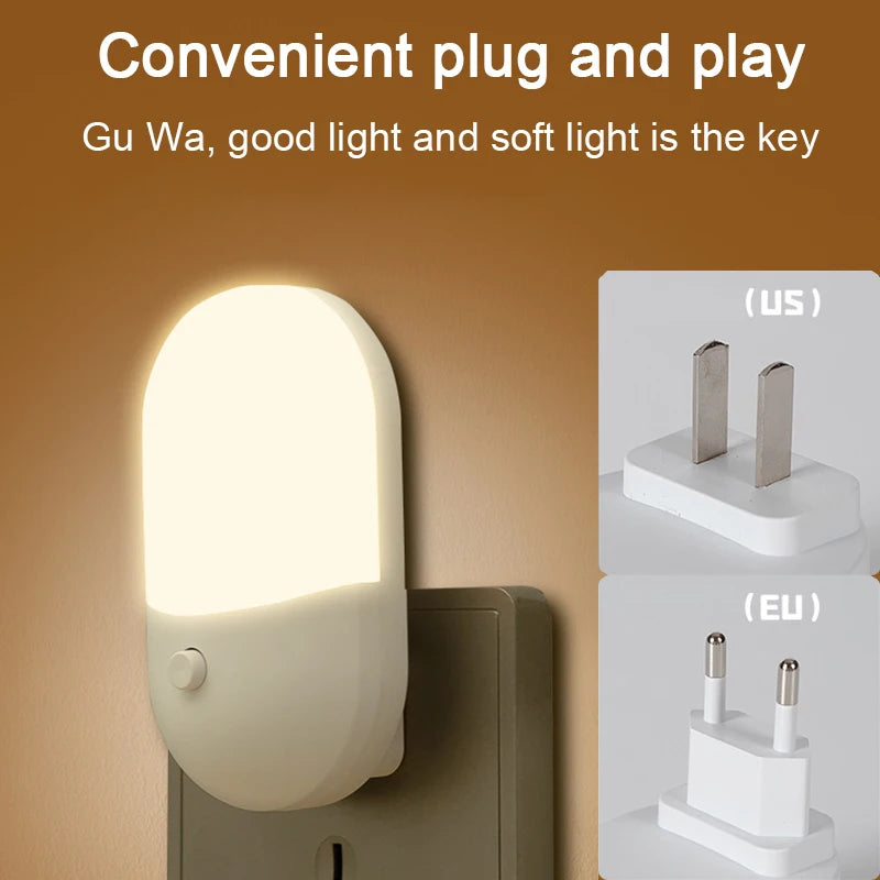 Led Mini Night Light Switch Plug-In Led Light Eye Protection Night Light Lamp Use For Bedside Baby Feeding Living Room