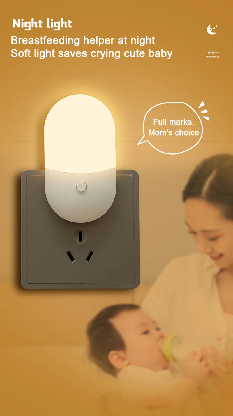 Led Mini Night Light Switch Plug-In Led Light Eye Protection Night Light Lamp Use For Bedside Baby Feeding Living Room